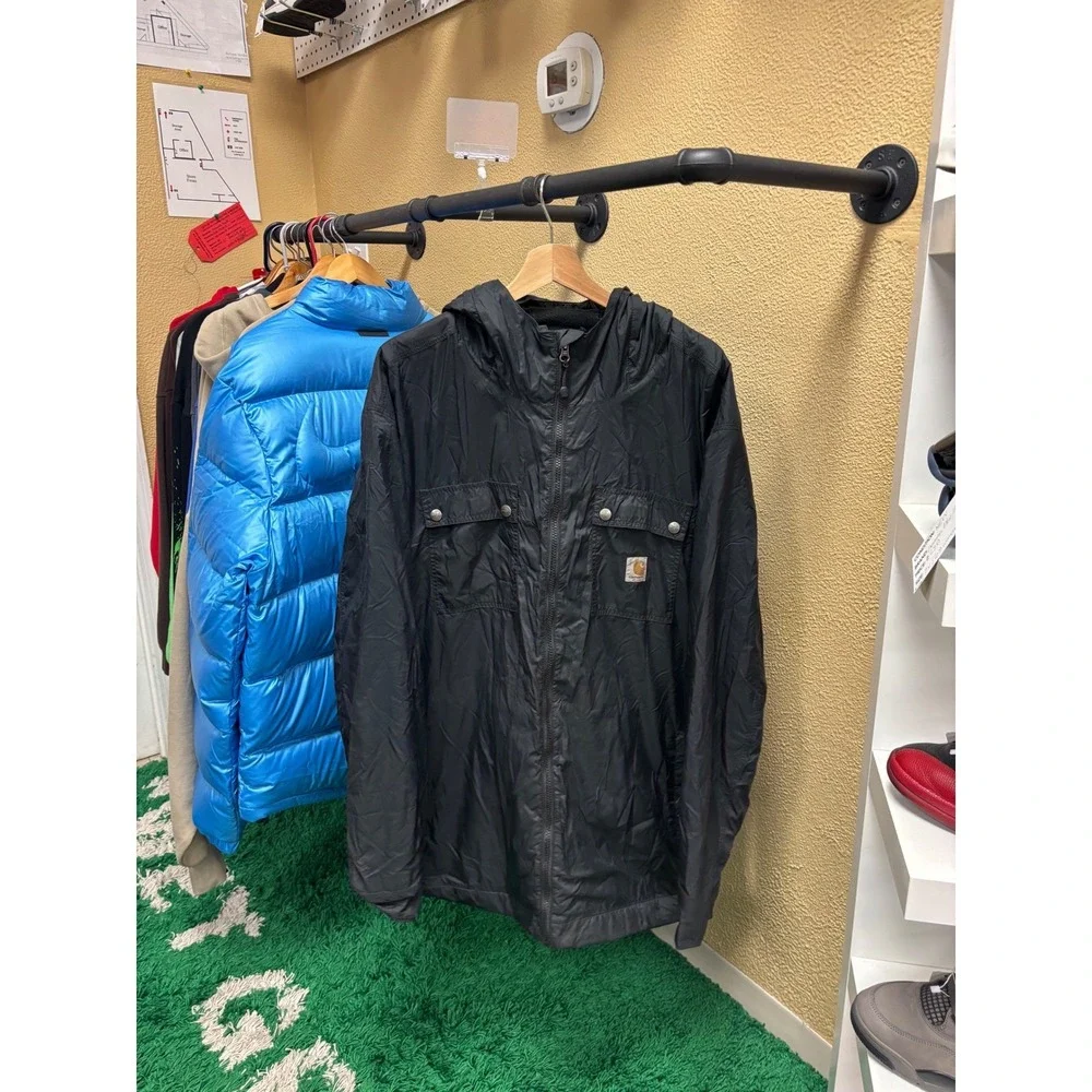 Carhartt Men's Black Lightweight Hooded Parka Jacket Size 3XL Men